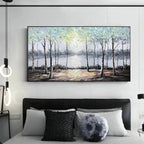 SERENE WATERS: Textured Trees Reflected In Still  Lake Canvas