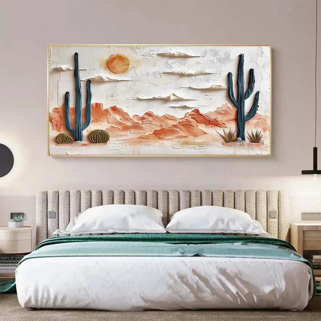 DESERT SUNRISE: Textured Impasto Minimalist Desert Landscape Canvas
