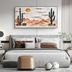 DESERT SUNRISE: Textured Impasto Minimalist Desert Landscape Canvas