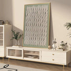Textured Scales abstract art by Liam O'Connell in neutral tones with gold frame, Wabi Sabi style.
