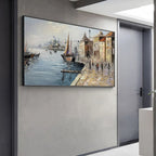 VENETIAN SERENADE: Venice Canal Buildings Sailboats  Panoramic Canvas