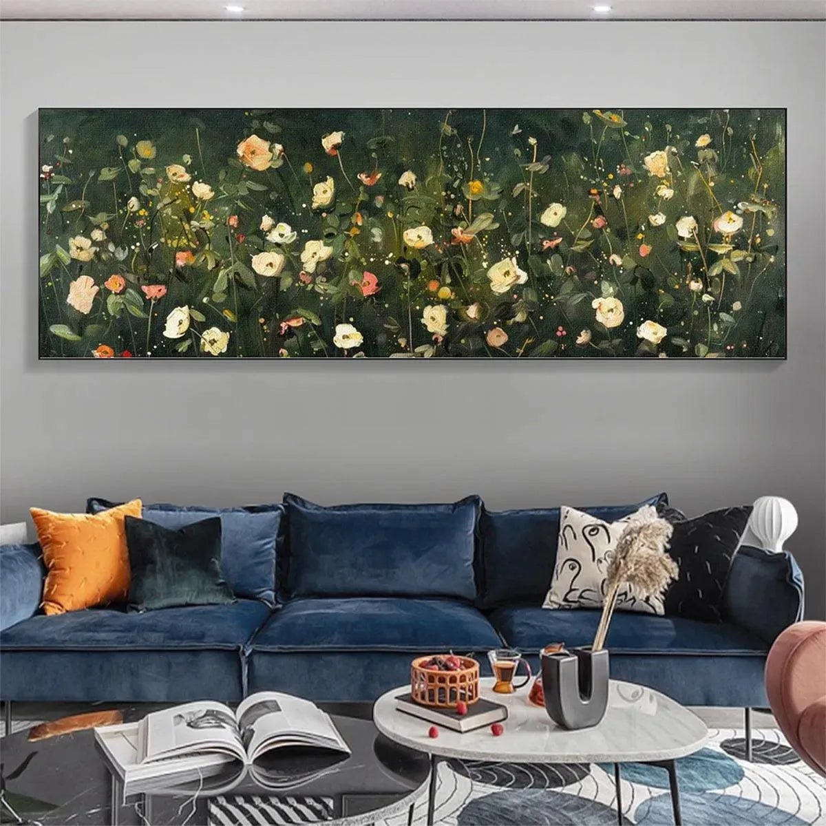 WHISPERING MEADOW PANORAMIC: Impressionistic Delicate Blossoms Canvas