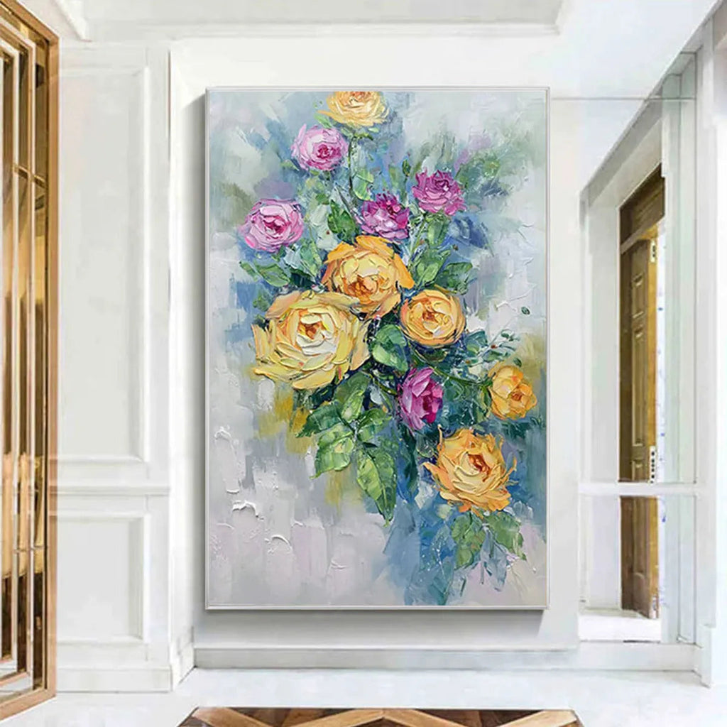 GOLDEN HOUR ROSES: Warm Light Floral Oil Painting