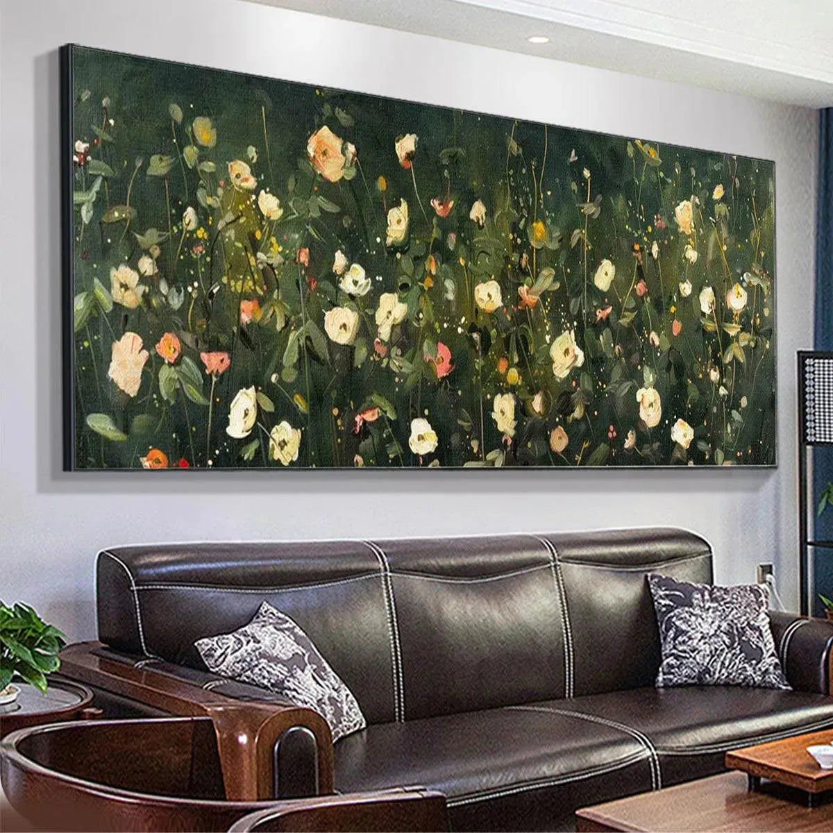WHISPERING MEADOW PANORAMIC: Impressionistic Delicate Blossoms Canvas