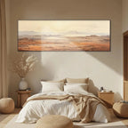 DESERT MIST PANORAMIC: Minimalist Misty Desert Landscape Canvas