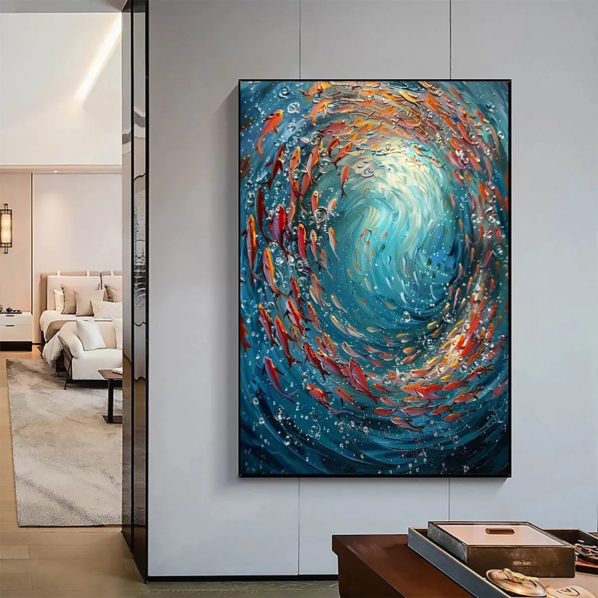 CORAL DANCE: Vibrant Swirl Of Colorful Fish Underwater World Canvas