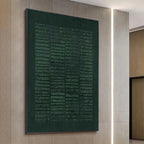 Dark Green Textured Grid painting by Javier Ramirez, vertical artwork with minimalist style, modern home decor