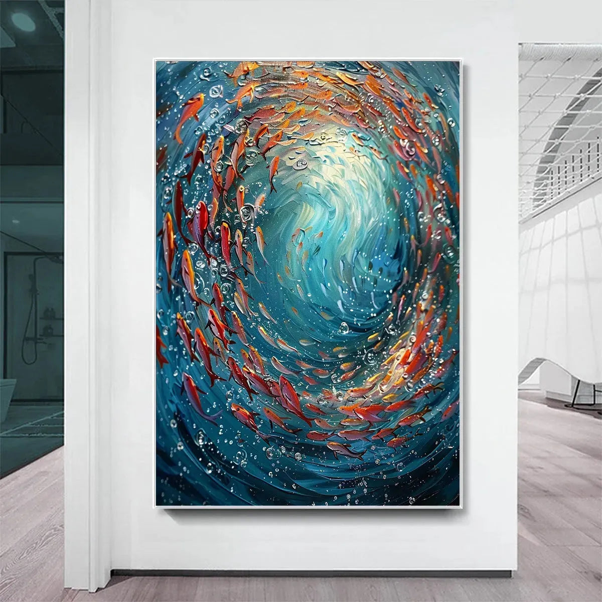 CORAL DANCE: Vibrant Swirl Of Colorful Fish Underwater World Canvas