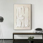 Liam O'Connell White Textured Relief, abstract white painting, Wabi Sabi style, modern home decor