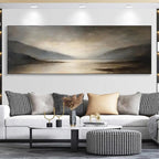 MISTY MORNING SERENITY: Panoramic Lake Fog Tones Calm Canvas