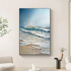 OCEANS EMBRACE:Textured Impasto Crashing Wave Canvas