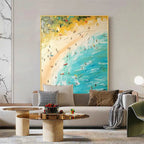 SEASIDE REVERIE: Impasto Colorful Figures Beach Summer Waves Canvas