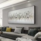 SILVER MIST: Minimalist Floral Silver Grey White Canvas