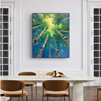 FOREST SUNRISE: Impasto Birch Trees Dawn Light Canvas