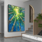 FOREST SUNRISE: Impasto Birch Trees Dawn Light Canvas