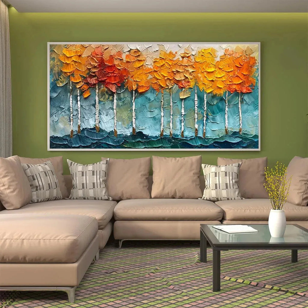 GOLDEN ASPEN: Impasto Aspen Forest Golden Autumn Textured Canvas