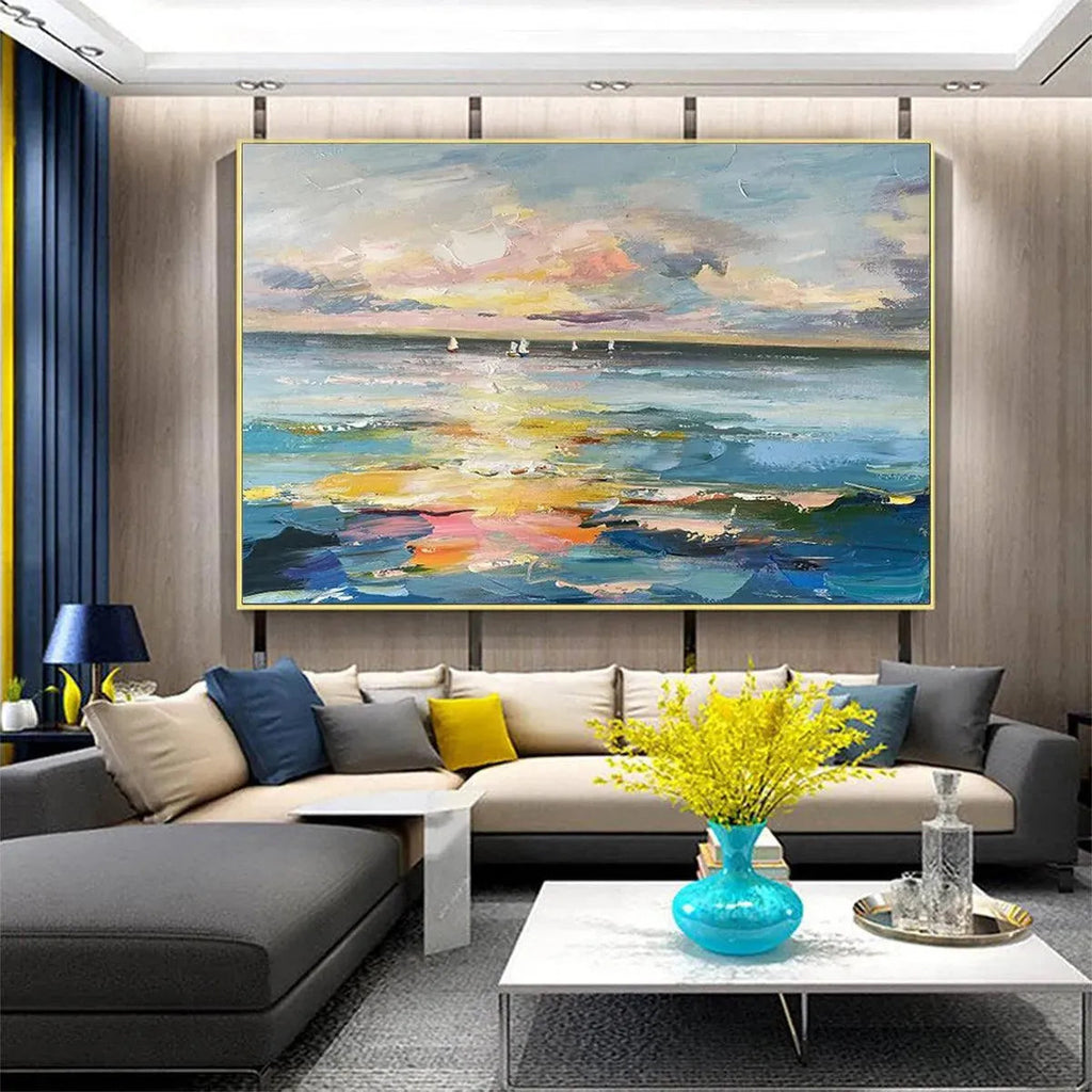 SUNSET SAIL: Ocean Sunset Sailboat Canvas Art