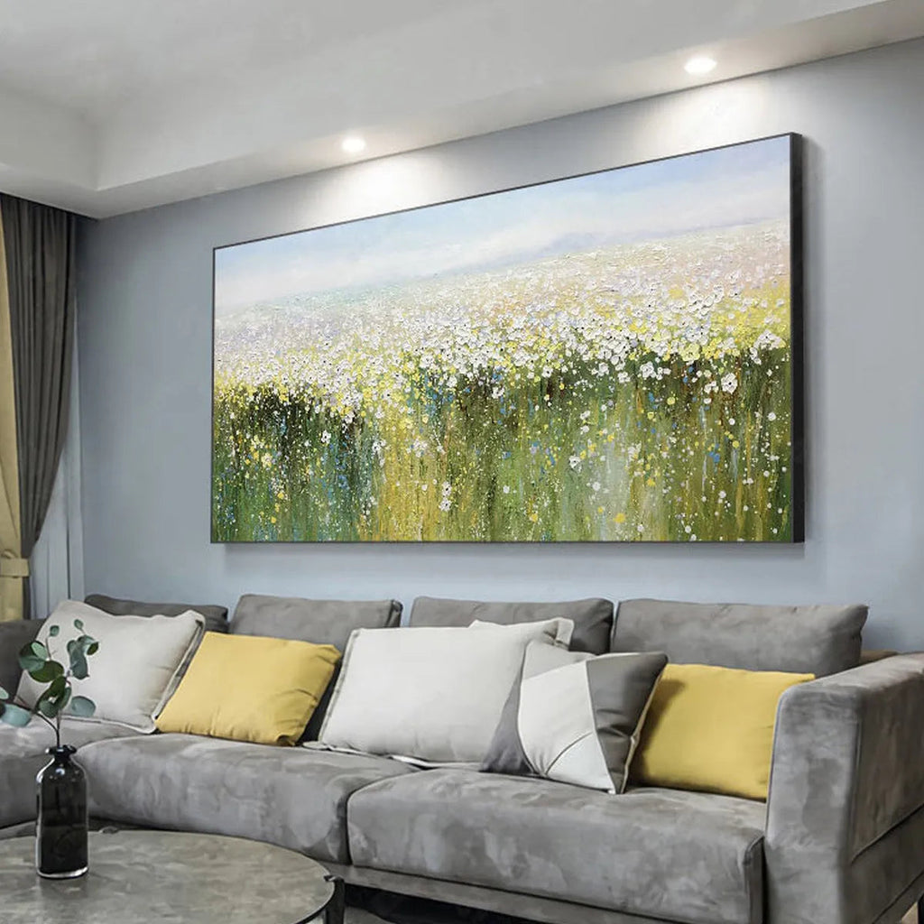 WHISPERING MEADOW: Impressionistic Wildflower Field Soft Light Canvas
