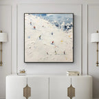 WINTER'S DANCE: Impressionistic Skiing Art on Square Canvas