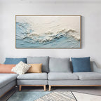 SERENE SEASCAPE: Textured Impasto Abstract Ocean Canvas
