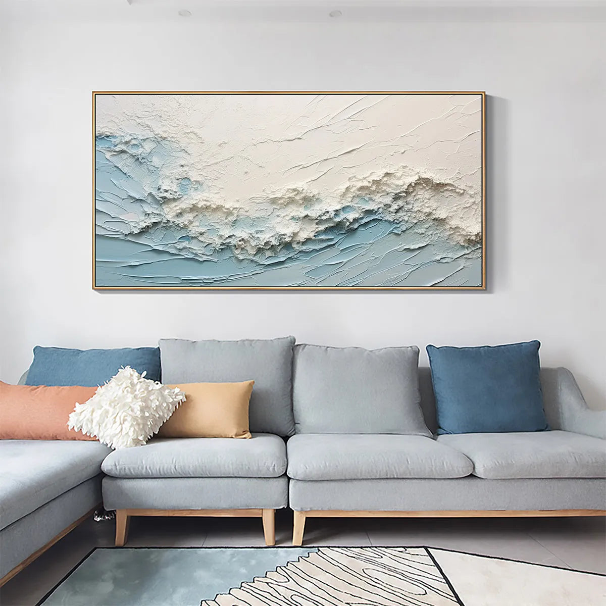 SERENE SEASCAPE: Textured Impasto Abstract Ocean Canvas