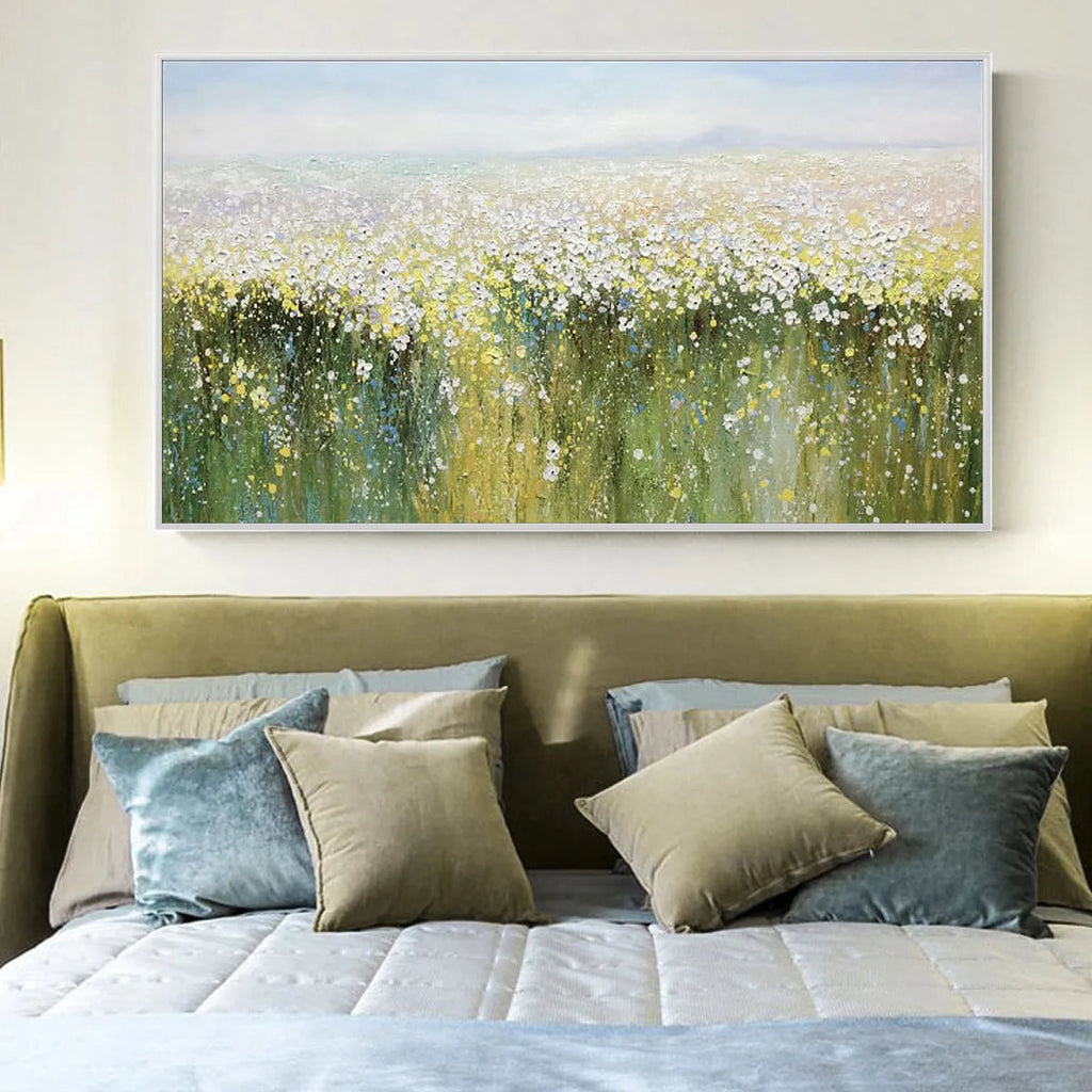 WHISPERING MEADOW: Impressionistic Wildflower Field Soft Light Canvas