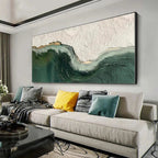 EMERALD DEPTHS: Textured Emerald Green White Waves Seascape Canvas