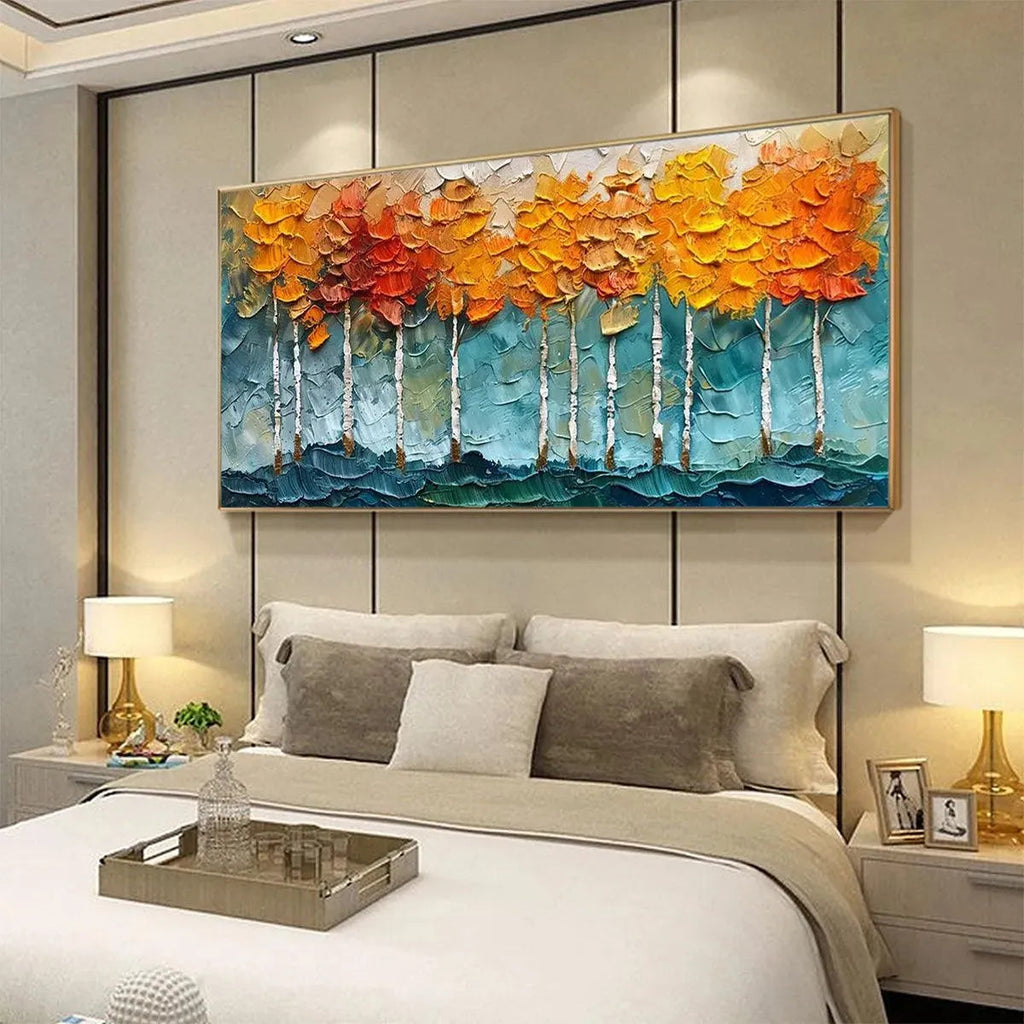 GOLDEN ASPEN: Impasto Aspen Forest Golden Autumn Textured Canvas