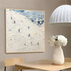 WINTER'S DANCE: Impressionistic Skiing Art on Square Canvas