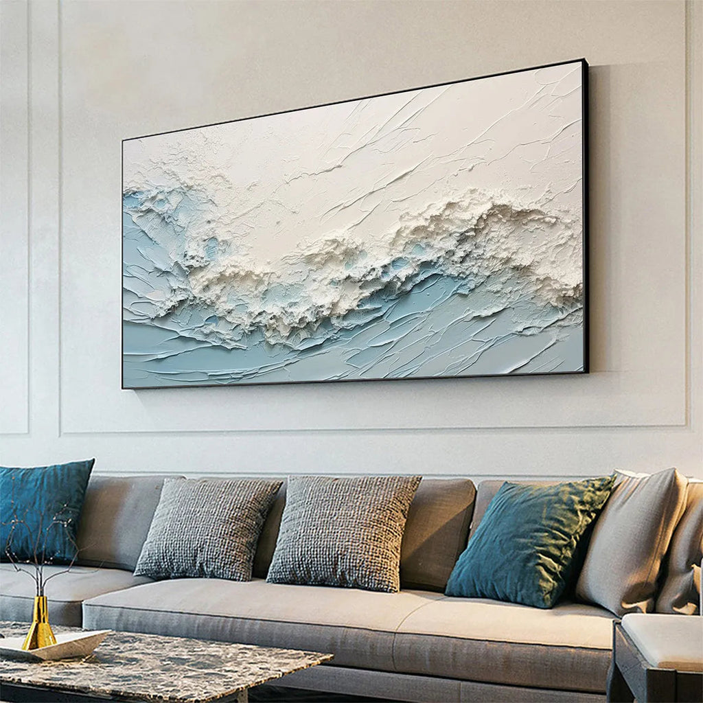 SERENE SEASCAPE: Textured Impasto Abstract Ocean Canvas