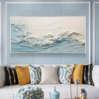 SERENE SEASCAPE: Textured Impasto Abstract Ocean Canvas