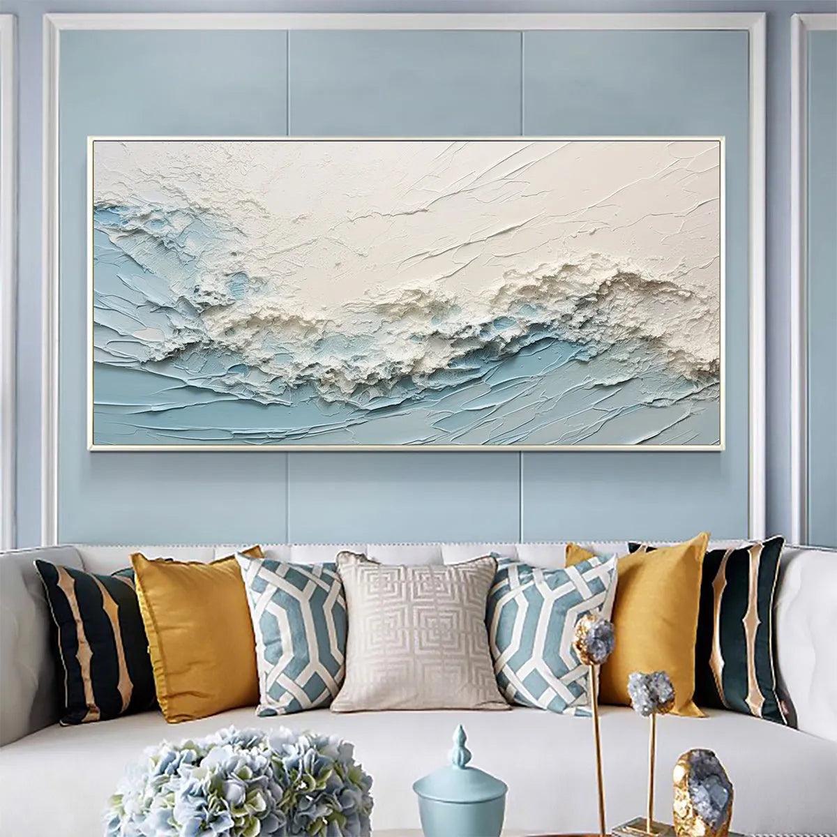 SERENE SEASCAPE: Textured Impasto Abstract Ocean Canvas