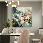 SECRET GARDEN: Impressionistic Soft Hue Square Floral Oil Canvas