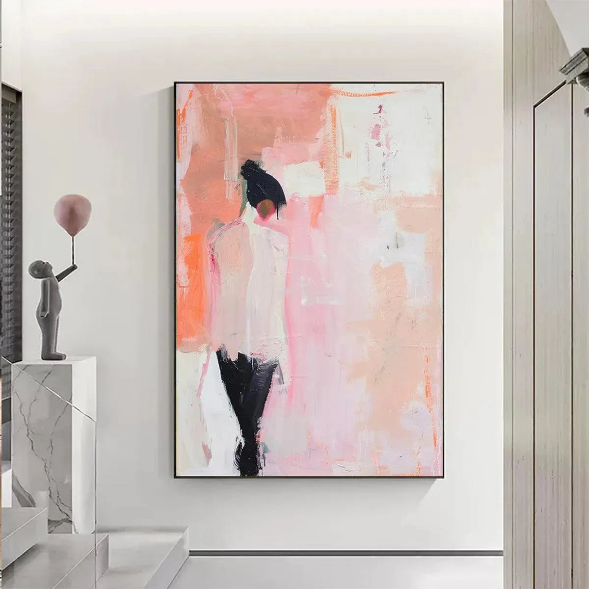 PINK ABSTRACT: Soft Pastel Abstract Figure Canvas