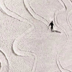 SNOW DANCE: Minimalist Skiing Art on Textured Square Canvas for Contemporary Decor