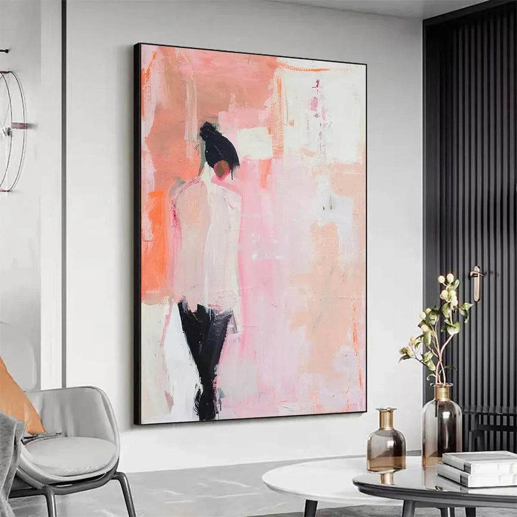 PINK ABSTRACT: Soft Pastel Abstract Figure Canvas