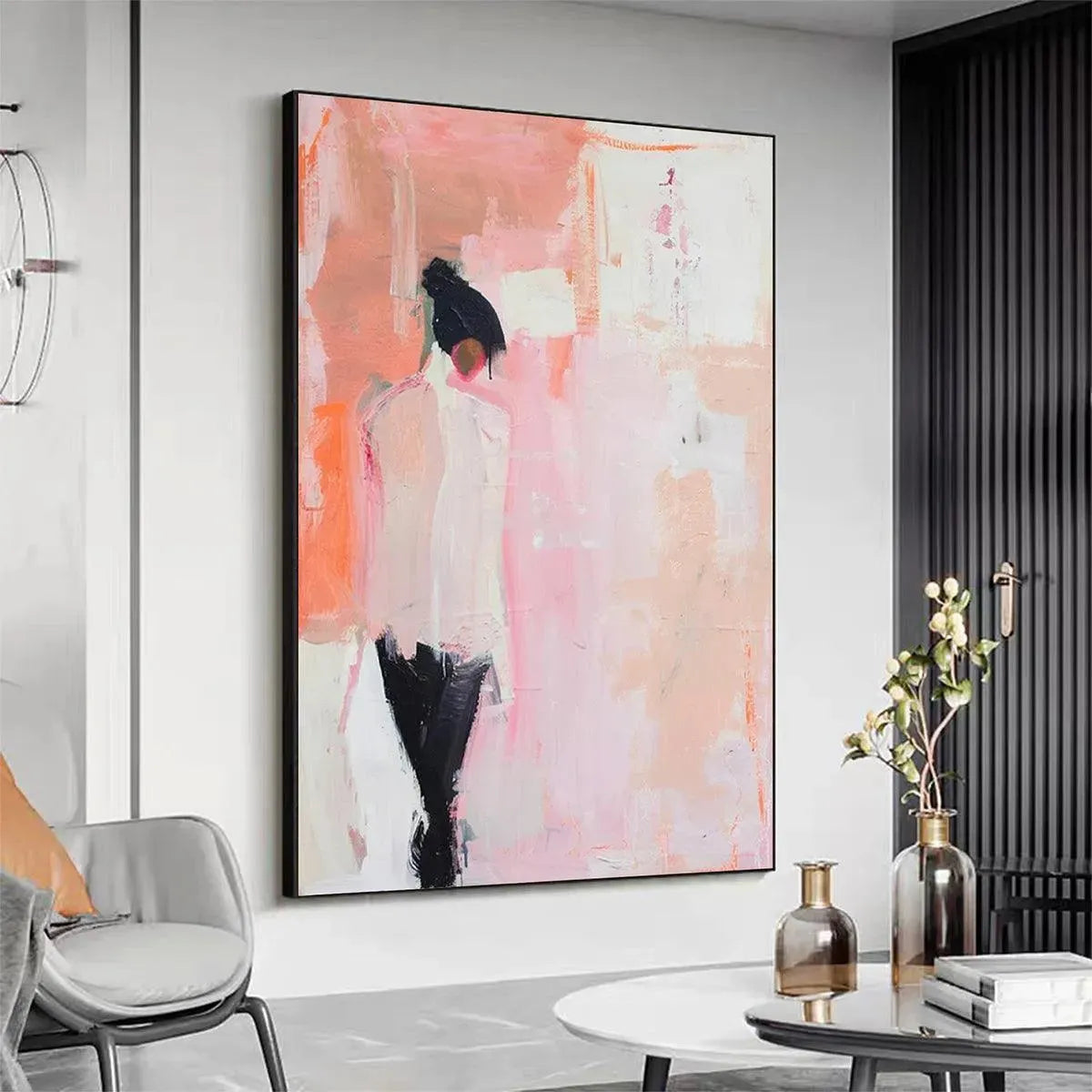 PINK ABSTRACT: Soft Pastel Abstract Figure Canvas