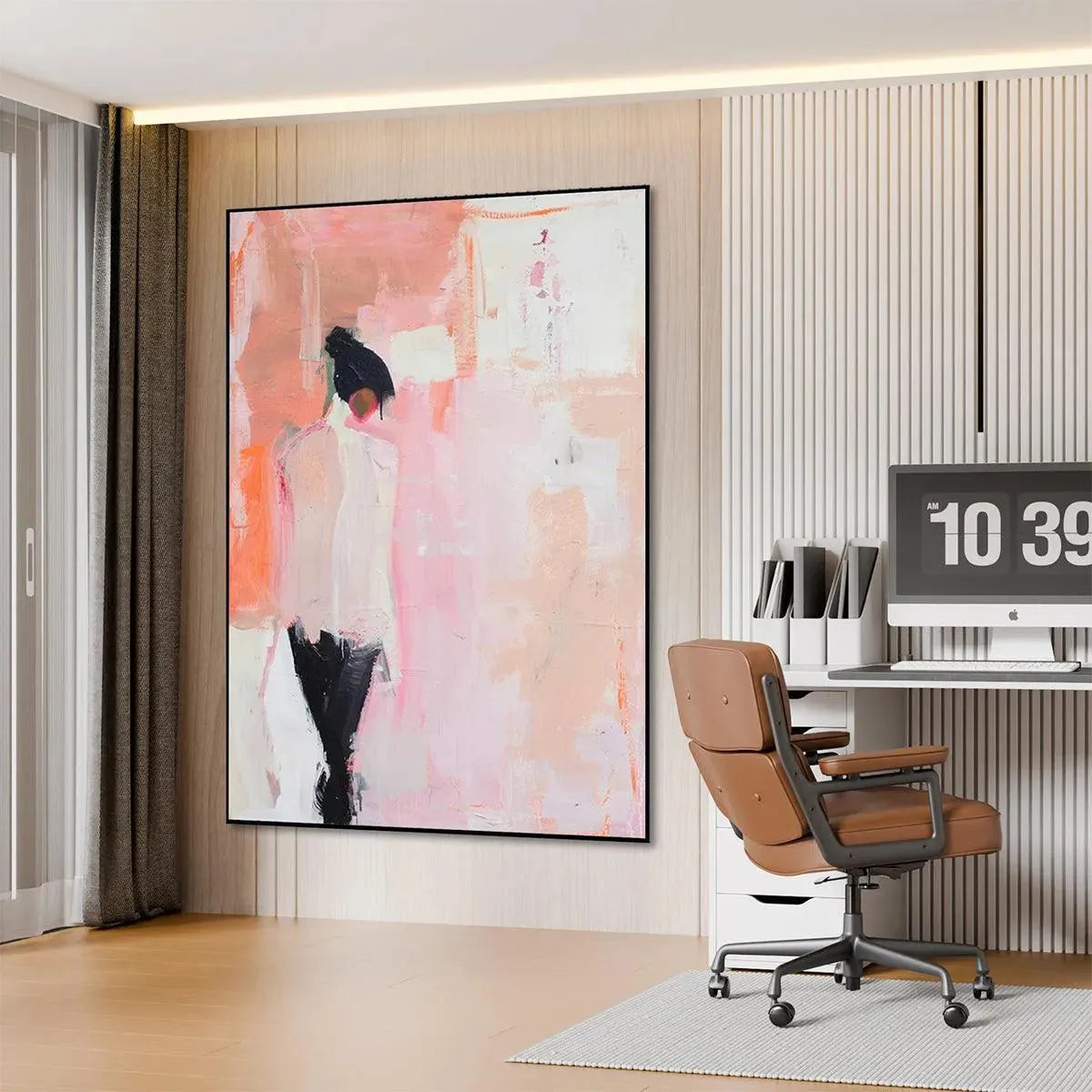PINK ABSTRACT: Soft Pastel Abstract Figure Canvas