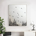 SNOW DANCE: Minimalist Skiing Art on Textured Square Canvas for Contemporary Decor