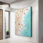 SUMMER HOLIDAY: Impasto Colorful Figures On Beach Oil Painting