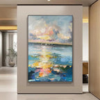 SAILBOATS AT SUNSET: Vertical Coastal Sunset Wall Art