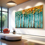 GOLDEN ASPEN GROVE: Impasto Aspen Trees Golden Light Textured Forest Canvas