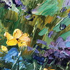 BLUE RIDGE DAWN: Panoramic Hydrangea Field Sunrise Soft Pastel Canvas