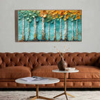 GOLDEN ASPEN GROVE: Impasto Aspen Trees Golden Light Textured Forest Canvas