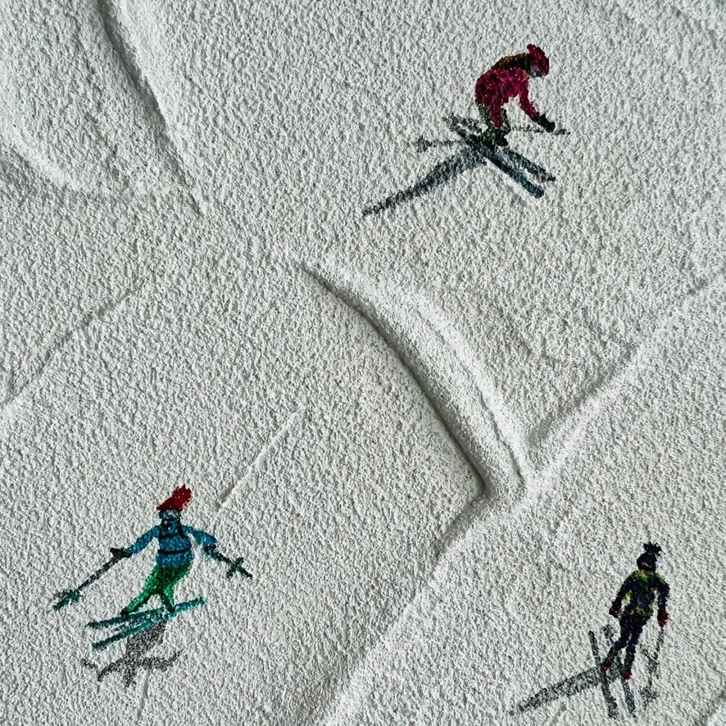 WINTER RHAPSODY: Minimalist Skiing Art on Textured Canvas for Modern Sporty Decor