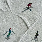WINTER RHAPSODY: Minimalist Skiing Art on Textured Canvas for Modern Sporty Decor