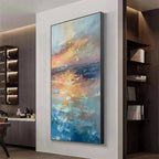 GOLDEN HOUR SEASCAPE: Vertical Coastal Sunset Wall Art