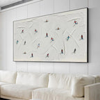 WINTER RHAPSODY: Minimalist Skiing Art on Textured Canvas for Modern Sporty Decor