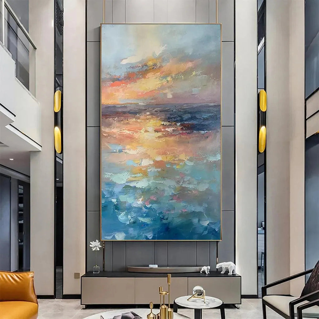 GOLDEN HOUR SEASCAPE: Vertical Coastal Sunset Wall Art