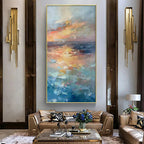 GOLDEN HOUR SEASCAPE: Vertical Coastal Sunset Wall Art